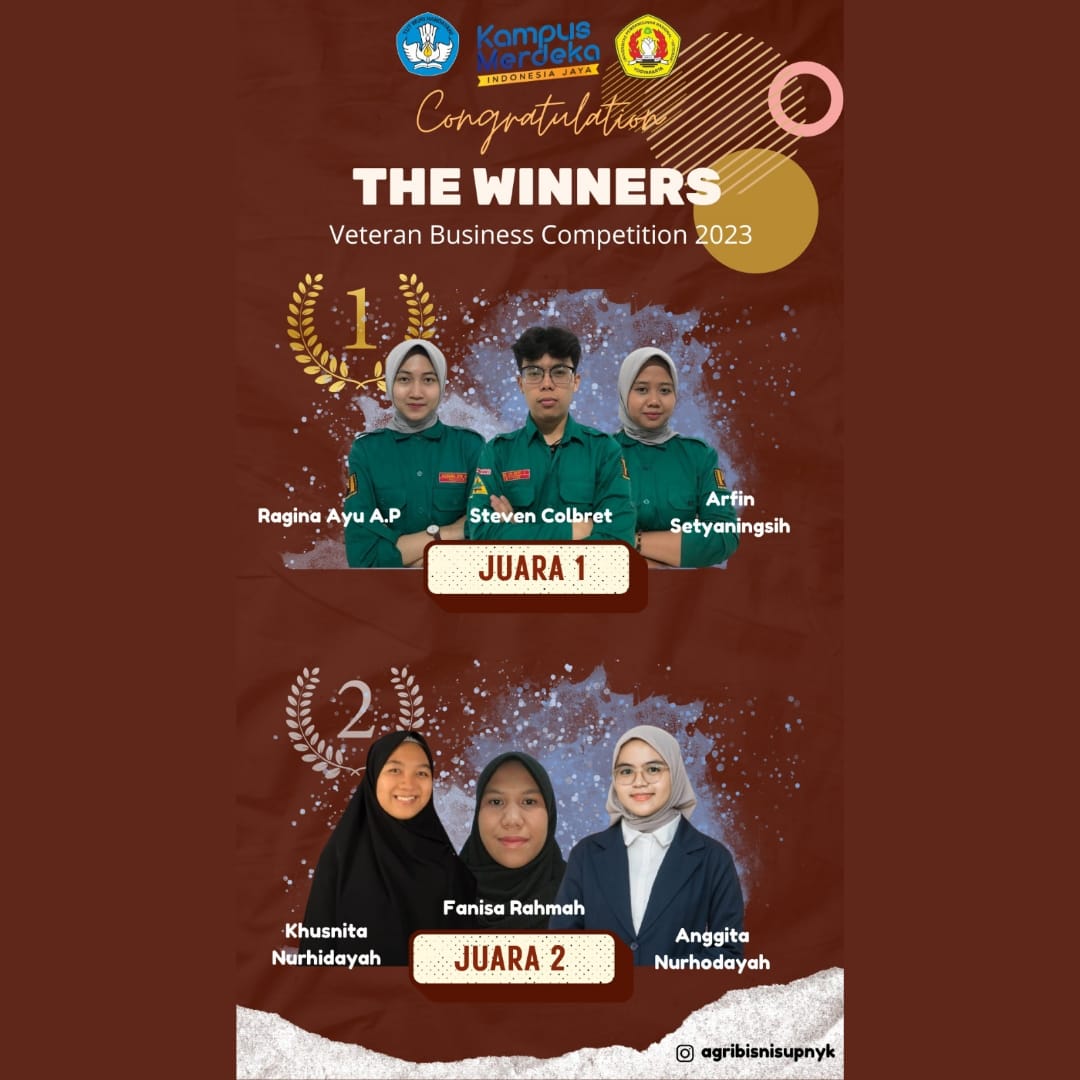 2 Tim Mahasiswa Agribisnis Raih Juara 1 dan Juara 2 Veteran Business Competition 2023  