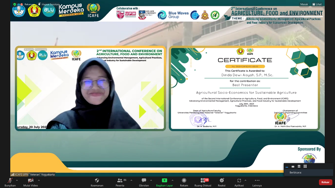 Dosen Agribisnis Meraih Best Presenter pada ICAFE 2nd